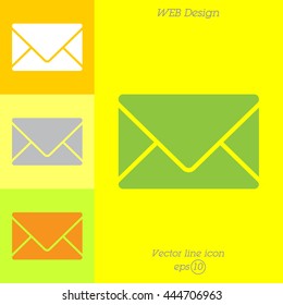 Web line icon. Message, closed envelope