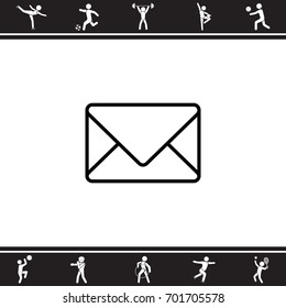 Web line icon. Message, closed envelope
