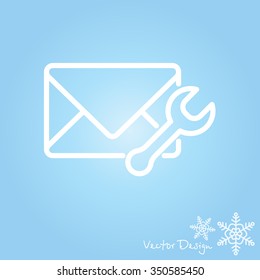 Web line icon. Message settings, Wrench and envelope