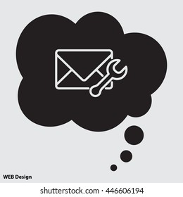 Web line icon. Message settings, Wrench and envelope