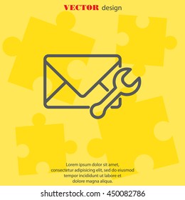 Web line icon. Message settings, Wrench and envelope