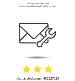 Web line icon. Message settings, Wrench and envelope