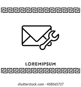 Web line icon. Message settings, Wrench and envelope
