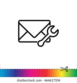 Web line icon. Message settings, Wrench and envelope