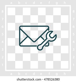 Web line icon. Message settings, Wrench and envelope