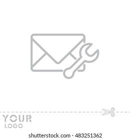 Web line icon. Message settings, Wrench and envelope