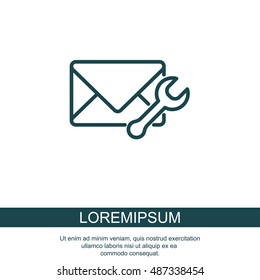 Web line icon. Message settings, Wrench and envelope