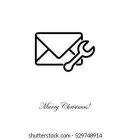Web line icon. Message settings, Wrench and envelope