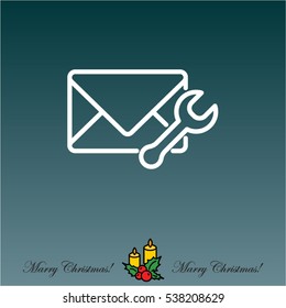 Web line icon. Message settings, Wrench and envelope