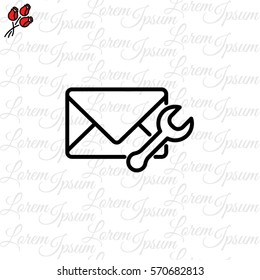 Web line icon. Message settings, Wrench and envelope
