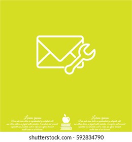 Web line icon. Message settings, Wrench and envelope