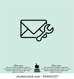 Web line icon. Message settings, Wrench and envelope