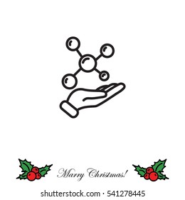 Web line icon. Molecule in hand