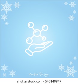 Web line icon. Molecule in hand