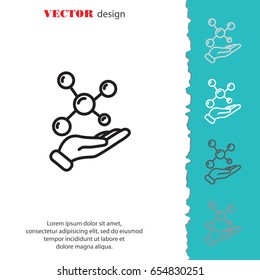 Web line icon. Molecule in hand