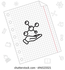 Web line icon. Molecule in hand