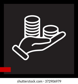 Web line icon. Money in hand