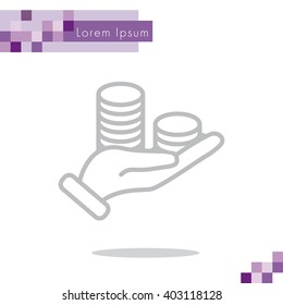 Web line icon. Money in hand