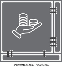 Web line icon. Money in hand