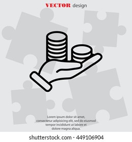 Web line icon. Money in hand