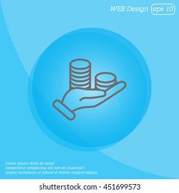 Web line icon. Money in hand
