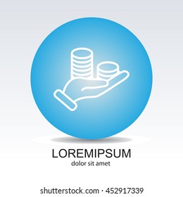 Web line icon. Money in hand