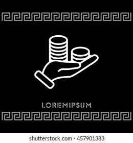 Web line icon. Money in hand
