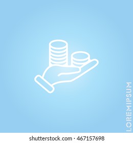 Web line icon. Money in hand