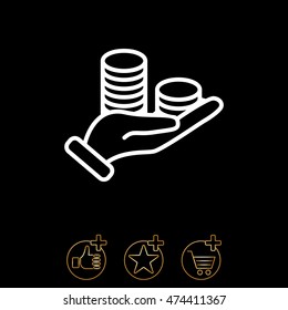 Web line icon. Money in hand