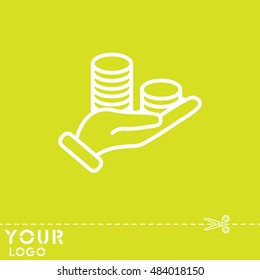 Web line icon. Money in hand