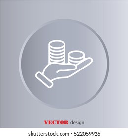 Web line icon. Money in hand