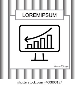 Web line icon. Monitor with business graph