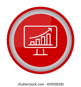 Web line icon. Monitor with business graph