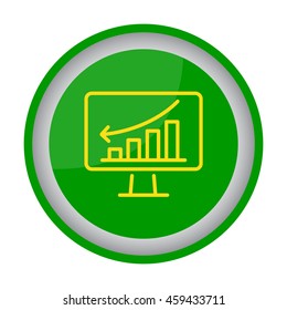 Web line icon. Monitor with business graph