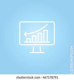 Web line icon. Monitor with business graph