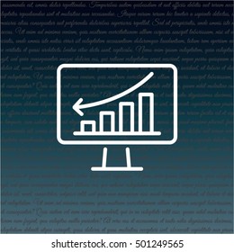 Web line icon. Monitor with business graph