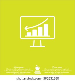 Web line icon. Monitor with business graph