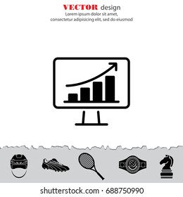 Web line icon. Monitor with business graph