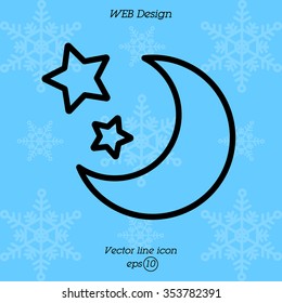 Web line icon. Moon and Stars