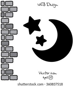 Web line icon. Moon and Stars