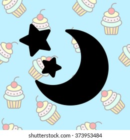 Web line icon. Moon and Stars