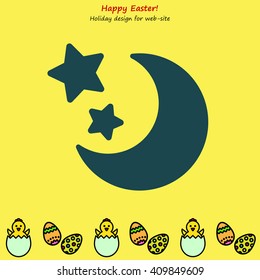 Web line icon. Moon and Stars