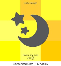 Web line icon. Moon and Stars