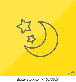 Web line icon. Moon and Stars
