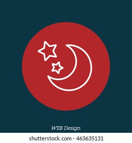 Web line icon. Moon and Stars