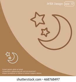 Web line icon. Moon and Stars