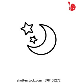 Web line icon. Moon and Stars