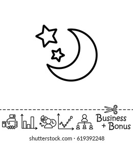 Web line icon. Moon and Stars
