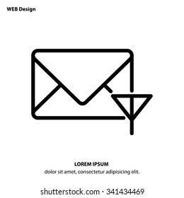 Web line icon. Network communication (envelope and antenna), message