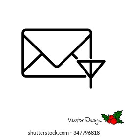 Web line icon. Network communication (envelope and antenna), message